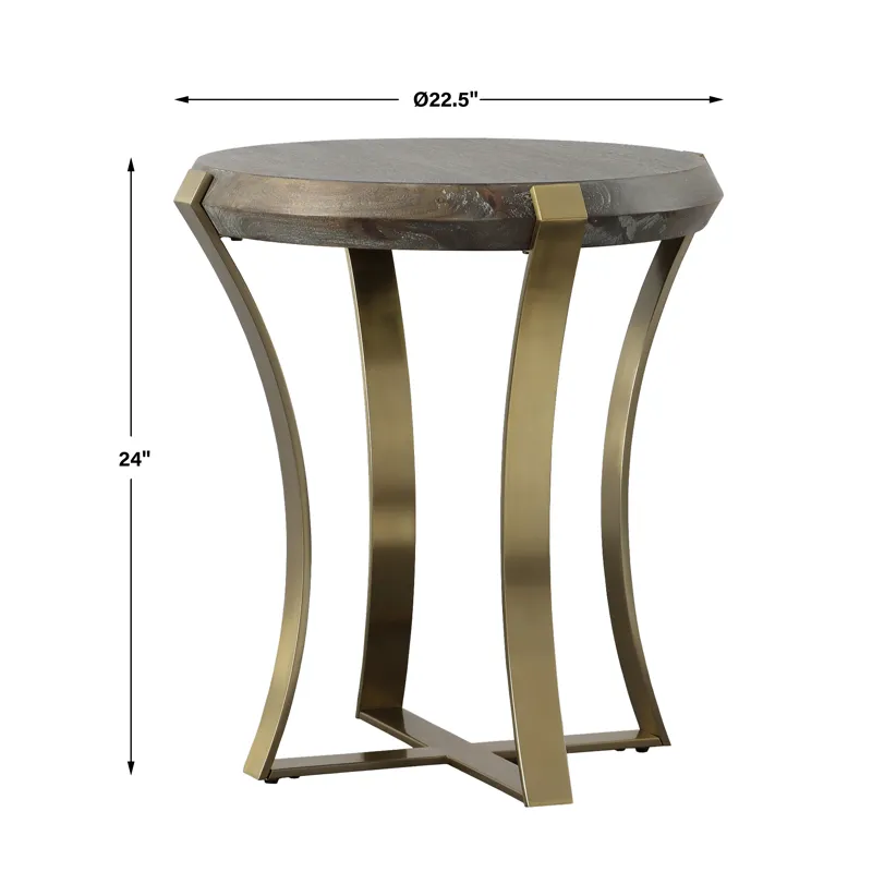 Unite Brass Leg Wood Side Table