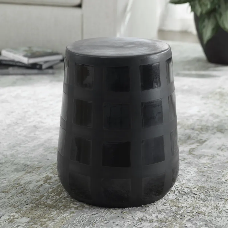Patchwork Garden Patchwork Gridded Black Garden Stool