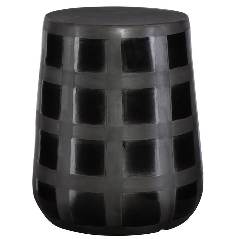 Patchwork Garden Patchwork Gridded Black Garden Stool