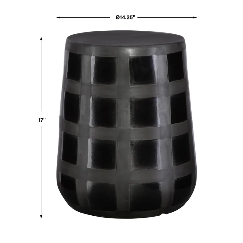 Patchwork Garden Patchwork Gridded Black Garden Stool