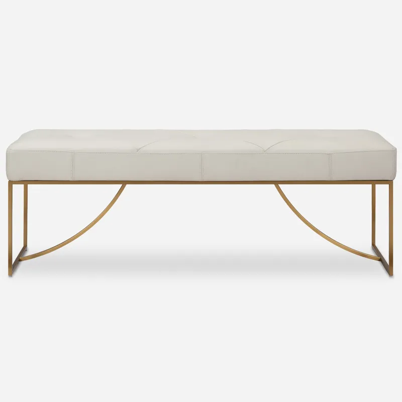 Swale Ivory Leather Bench
