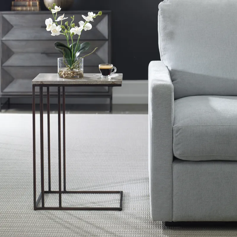 Theodore Travertine Accent Table