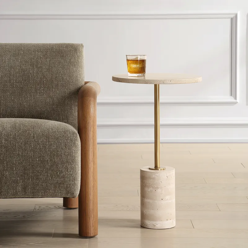 Malya Travertine Accent Table