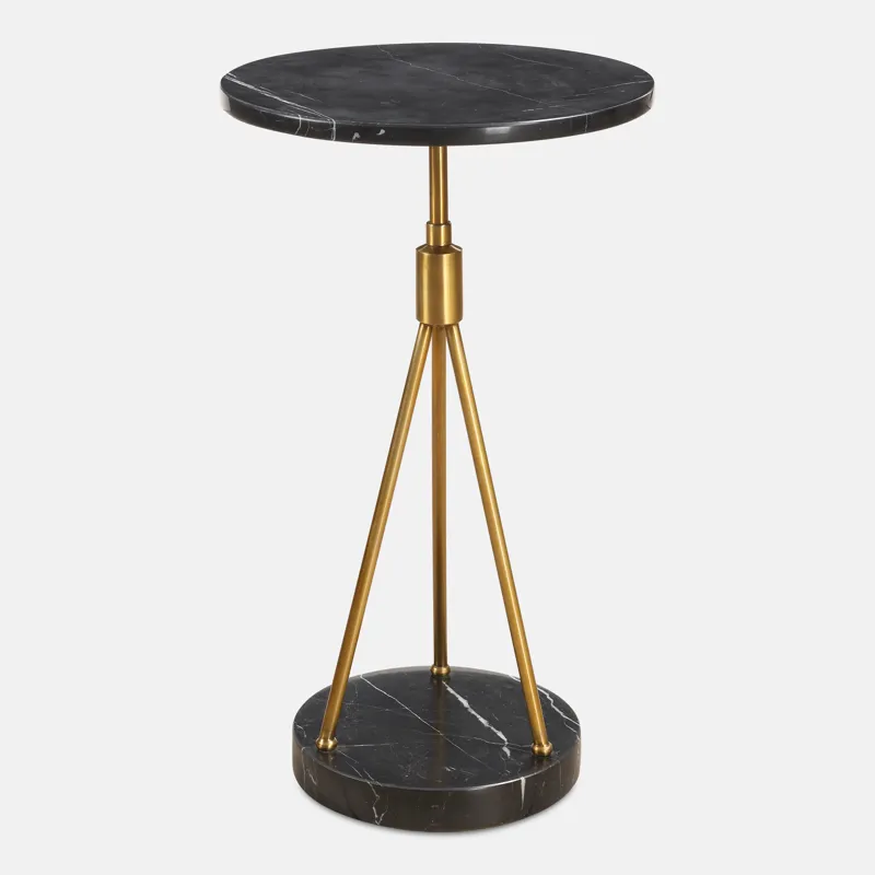 Rosston Black Marble Accent Table