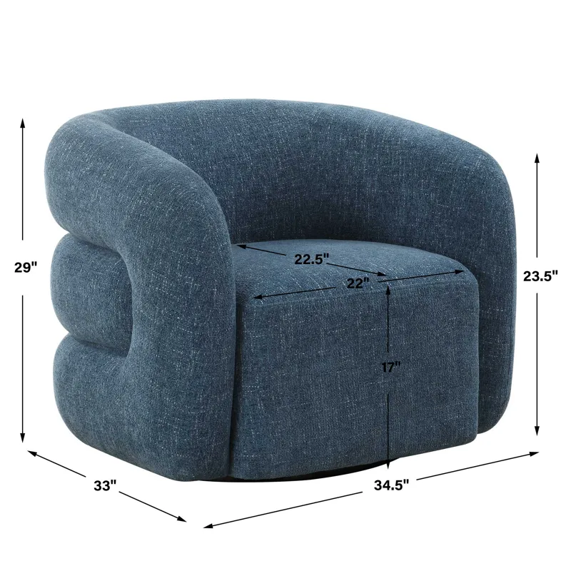 Junie Blue Swivel Barrel Chair