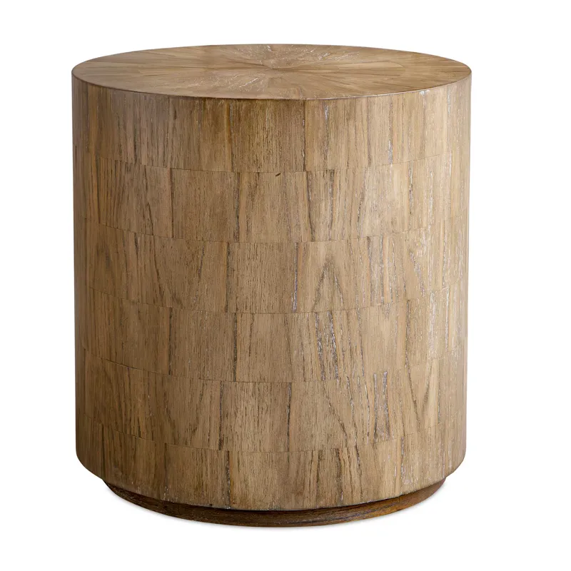 Nevis Wood Cylinder Side Table