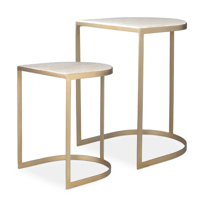 Lindon Travertine Nesting Tables Set/2