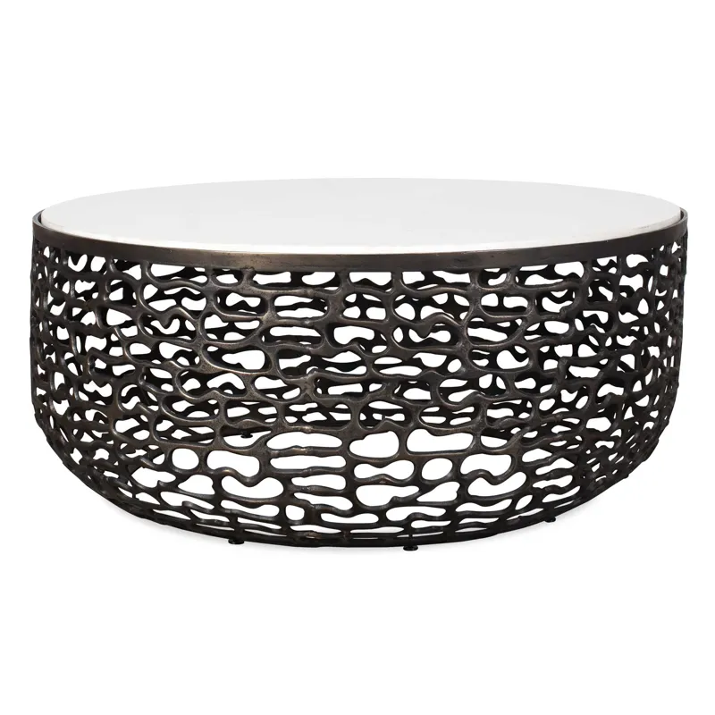 Sabena White Marble Outdoor Coffee Table
