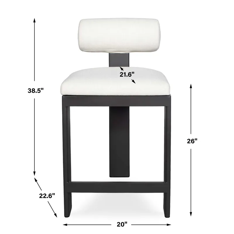 Bolster Back White Outdoor Counter Stool