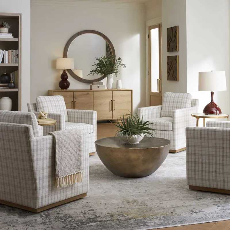 Basie Casual Linen Swivel Chair