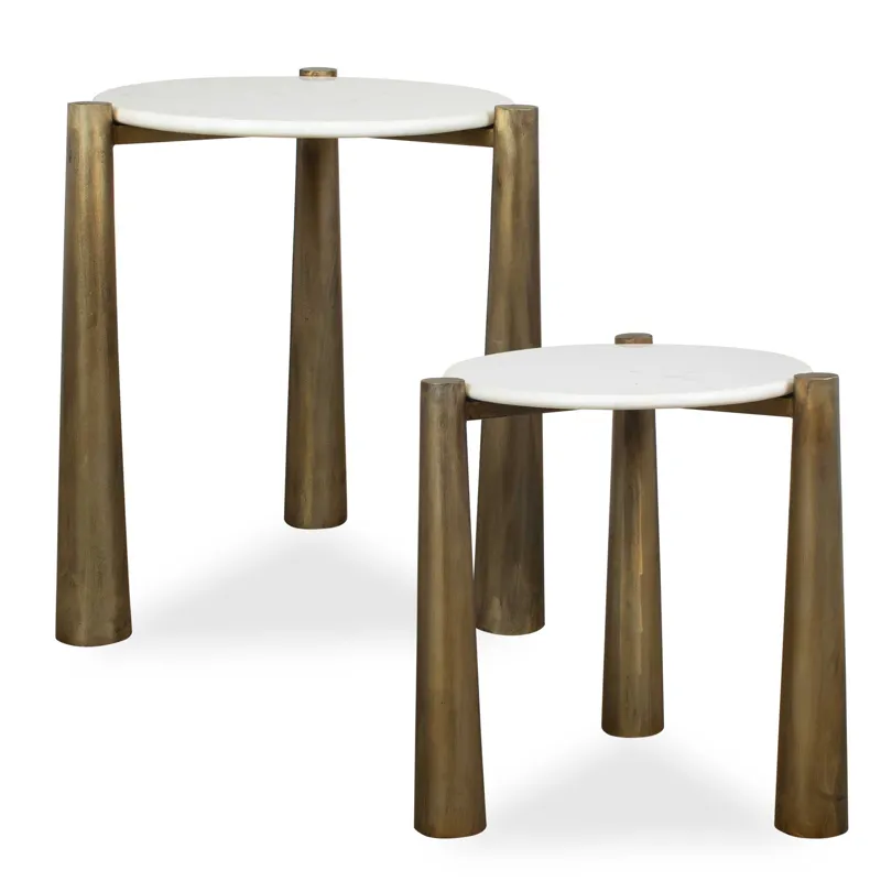 Claridge White Marble Nesting Tables Set/2
