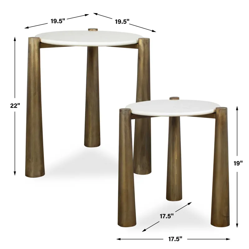 Claridge White Marble Nesting Tables Set/2