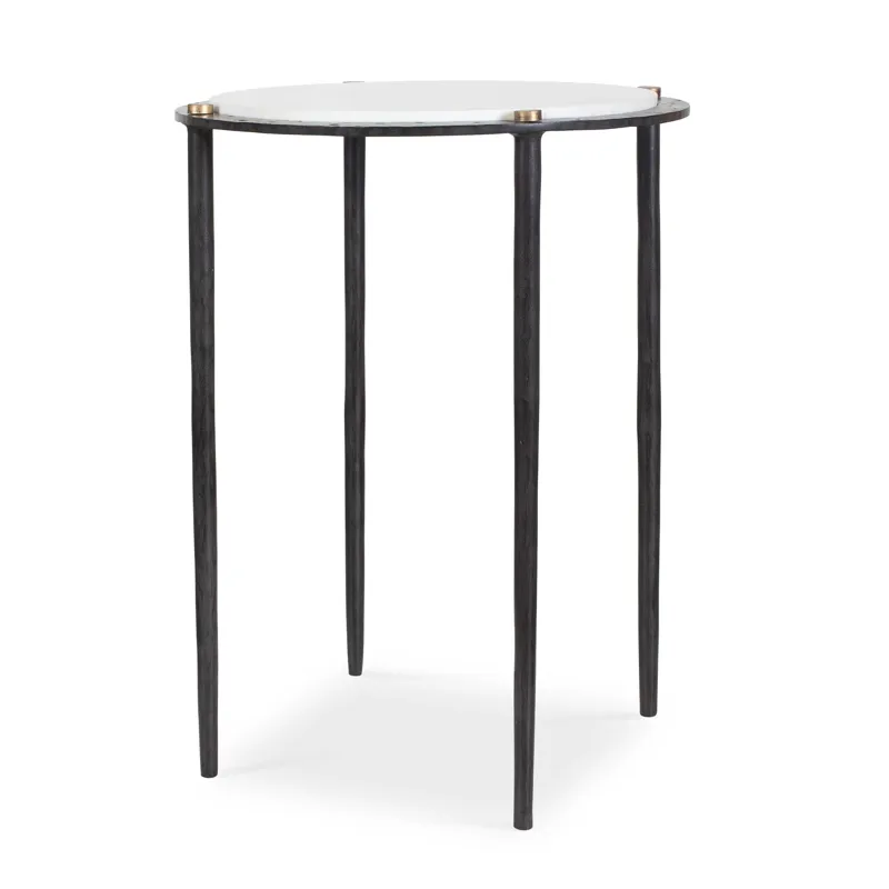 Wren Round White Marble Accent Table