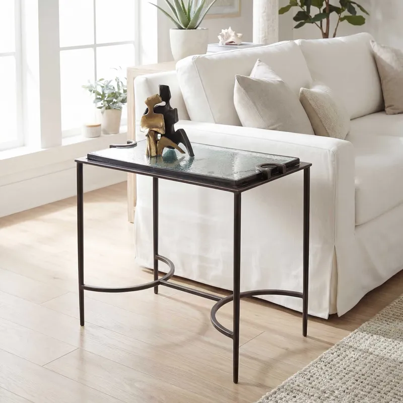 Eisen Textured Glass Accent Table