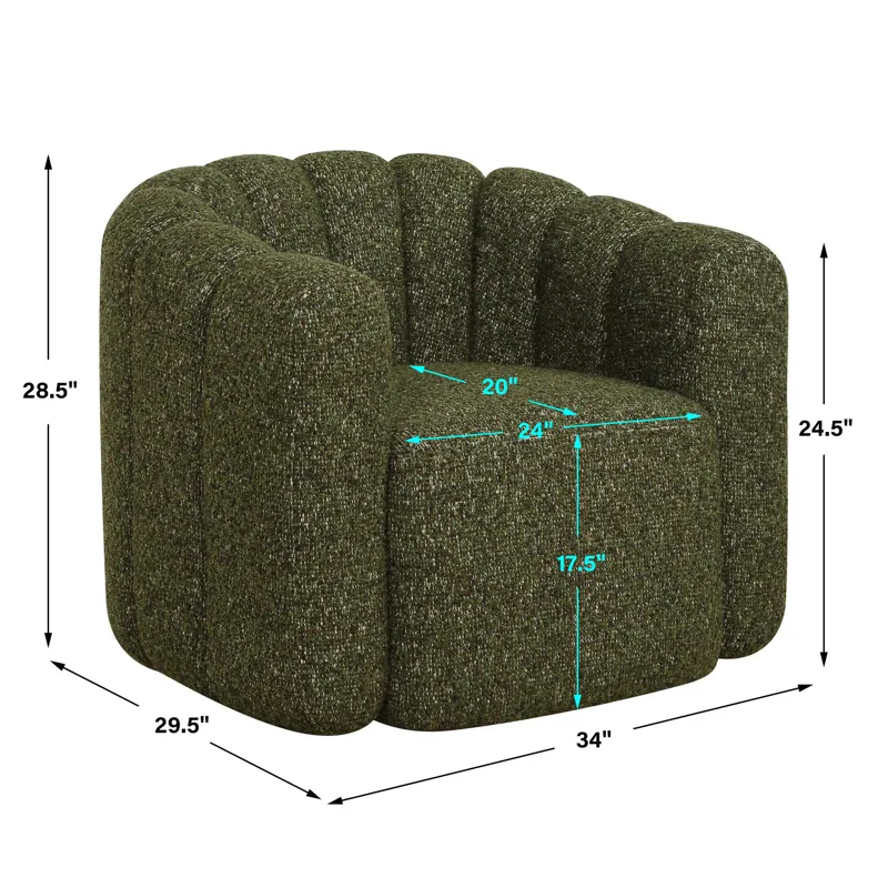 Lenoir Upholstered Green Swivel Chair