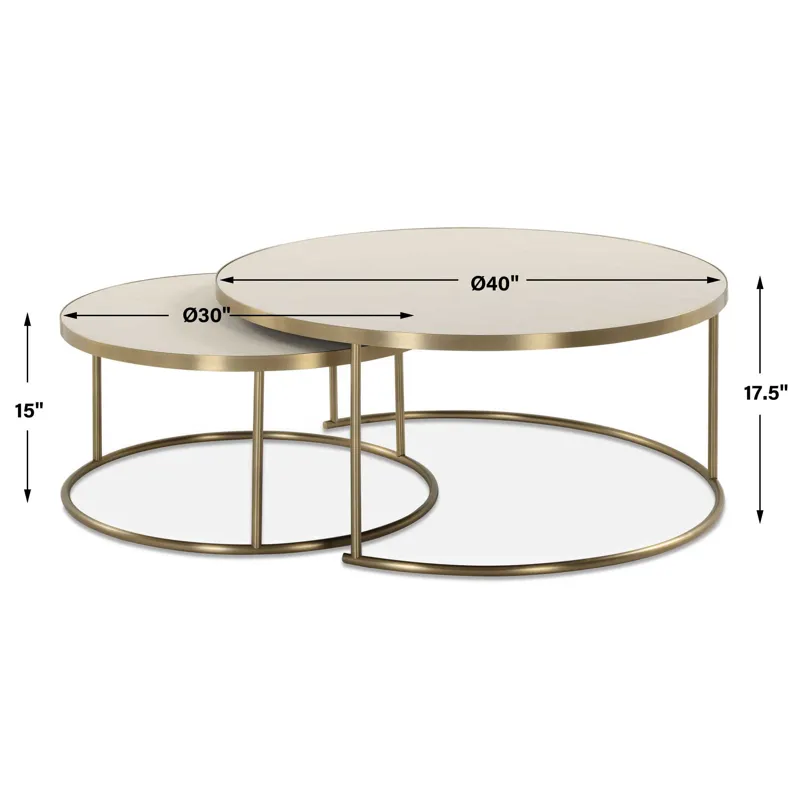 Aragon White Nesting Coffee Tables Set/2