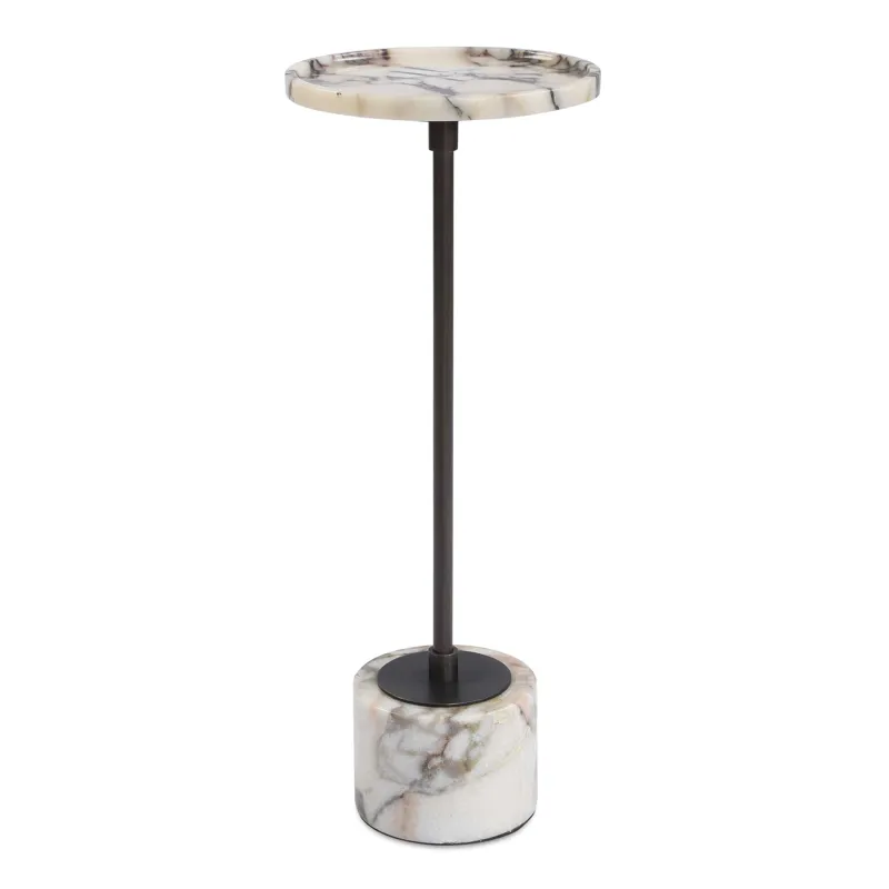Brunson White Marble Drink Table