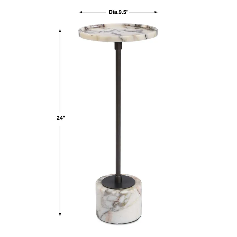 Brunson White Marble Drink Table