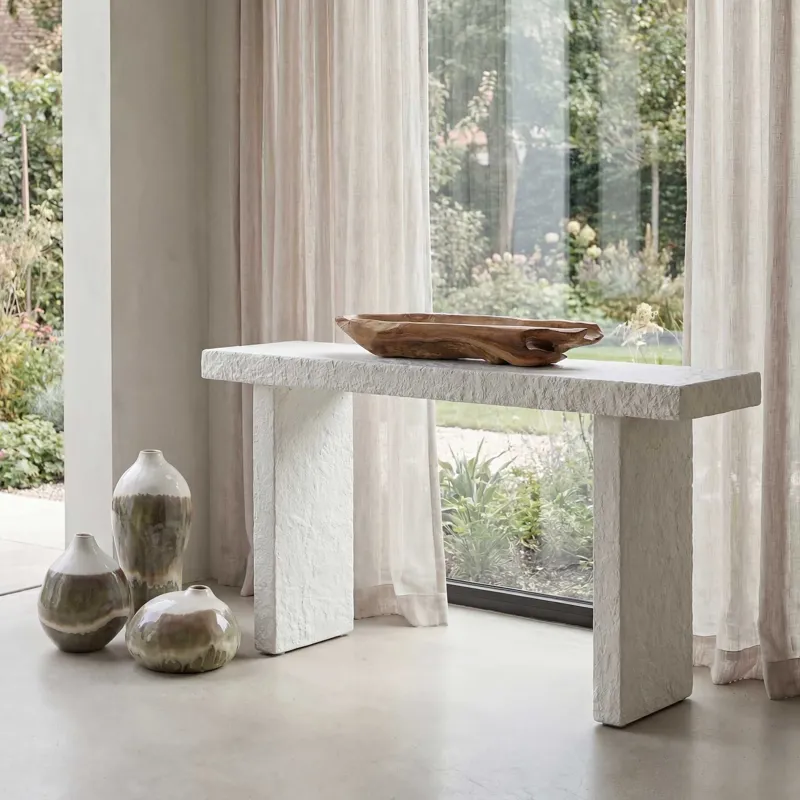 Hagan Indoor-Outdoor Limestone Console Table