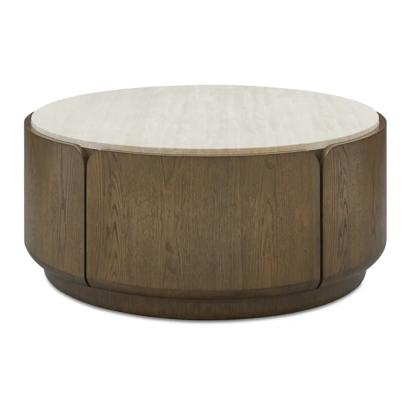 Tindall Round Travertine Coffee Table