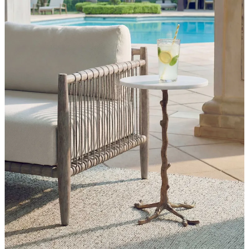 Calais White Marble Accent Table