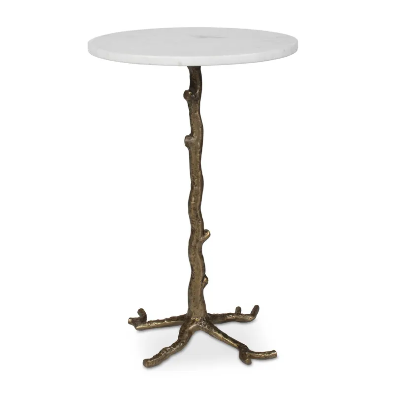 Calais White Marble Accent Table