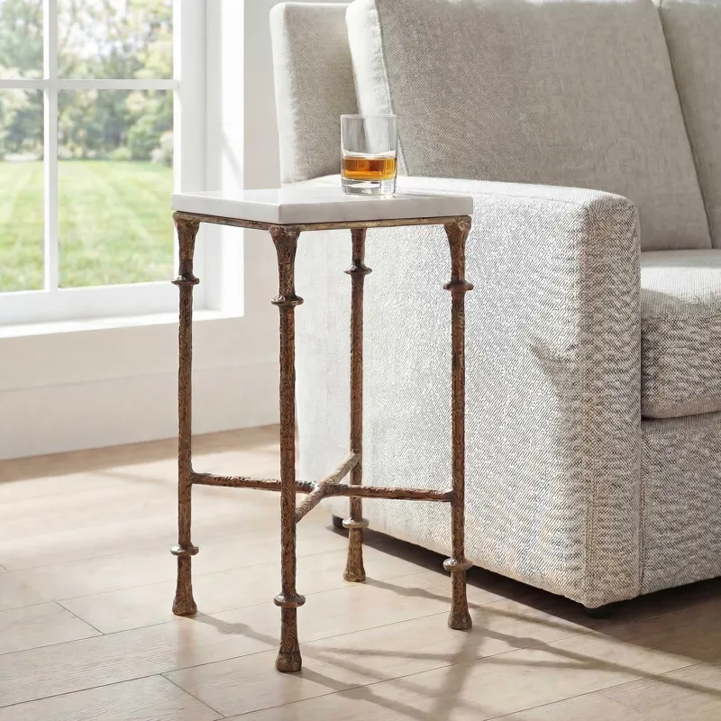 Penelope White Marble Accent Table