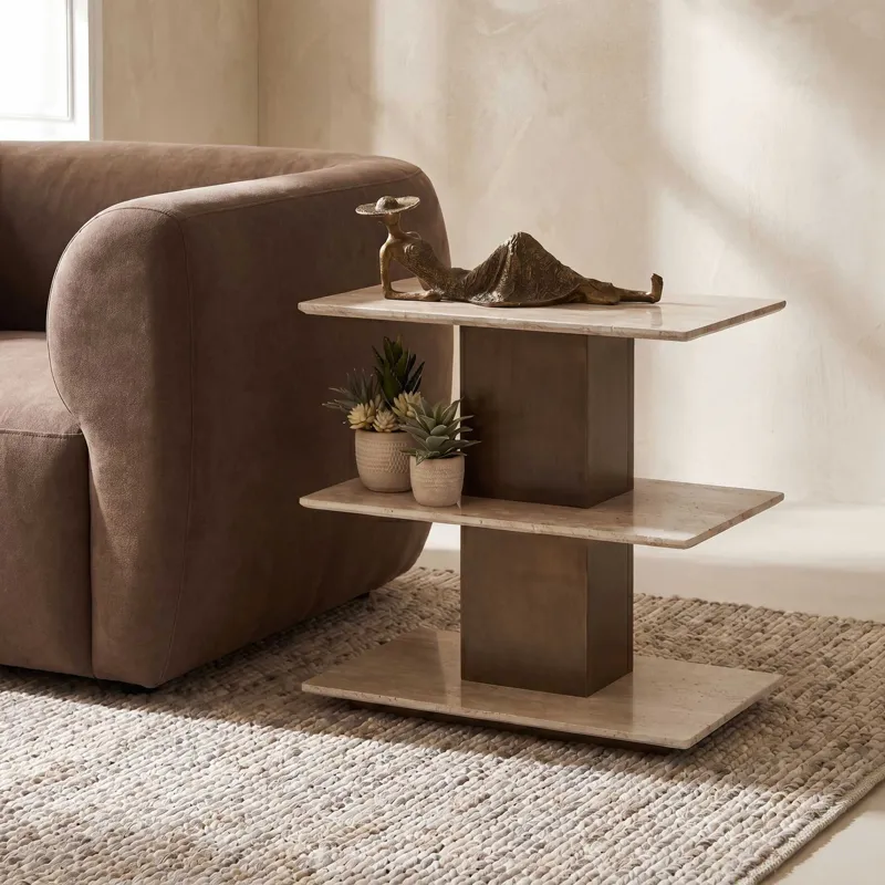 Travertini 3 Tiered Accent Table