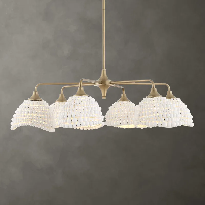 Biddeford 6 Light White Beaded Pendant