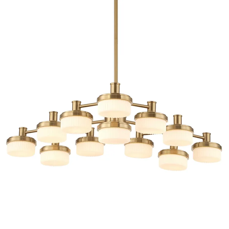 Wedge 12 Lt LED Brass Chandelier