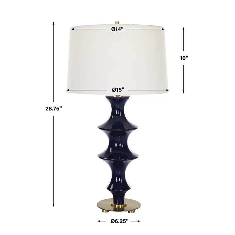 Coil Sculpted Blue Table Lamp