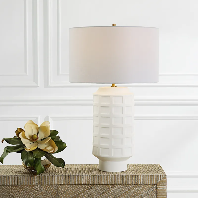 Window Pane White Table Lamp
