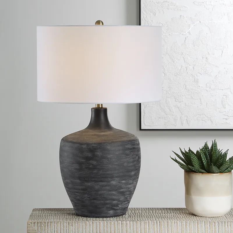 Graphite Ribbed Table Lamp