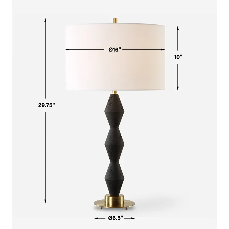 Threefold Black Stone Table Lamp