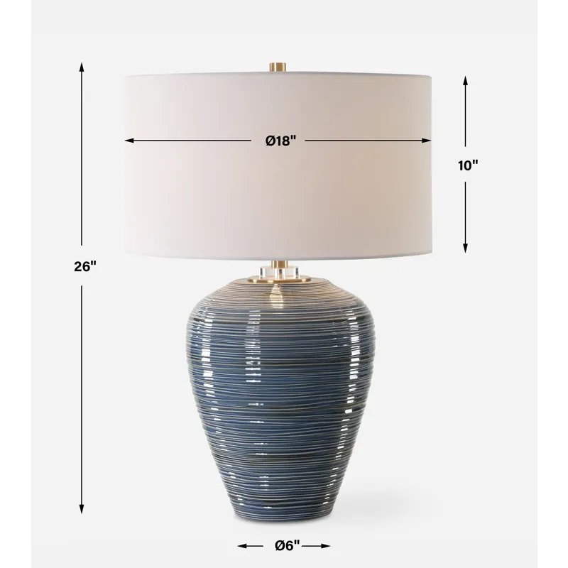 Moher Glossy Blue Table Lamp