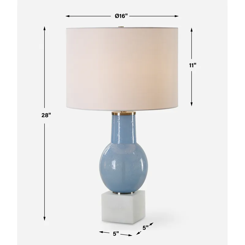 Clear Sky Blue Glass Table Lamp