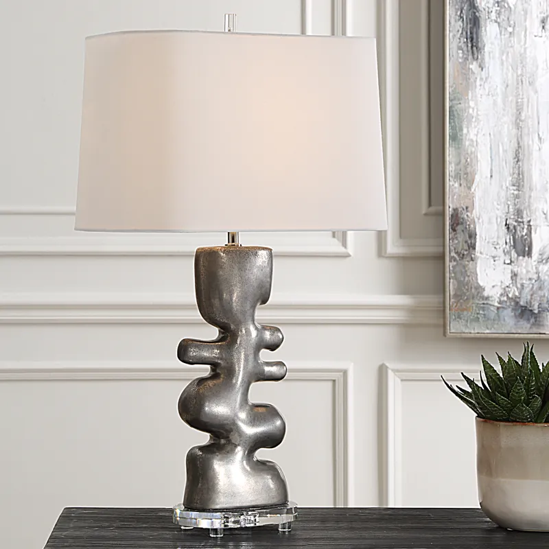 Free Flowing Nickel Table Lamp