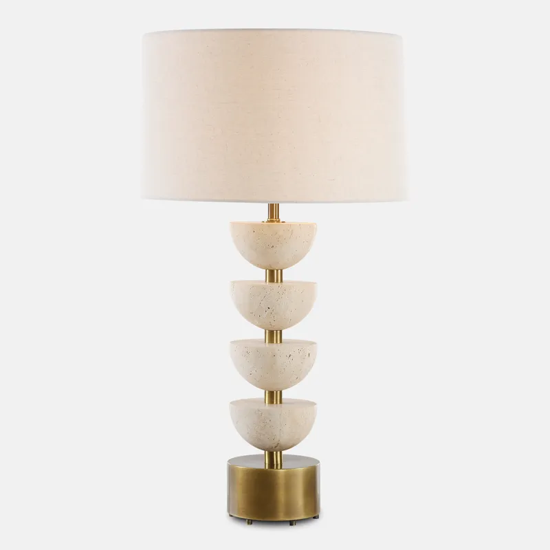 Hemisphere Travertine Table Lamp