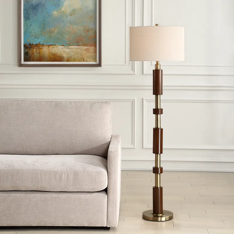 Stacked Wooden Floor Lamp