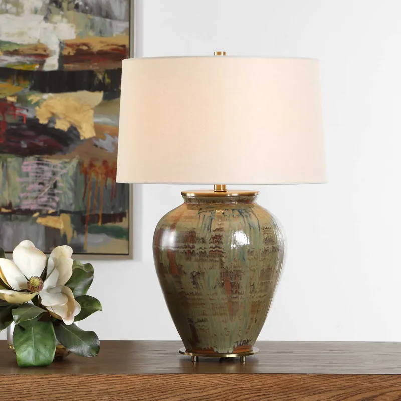 Olisa Brown Green Table Lamp