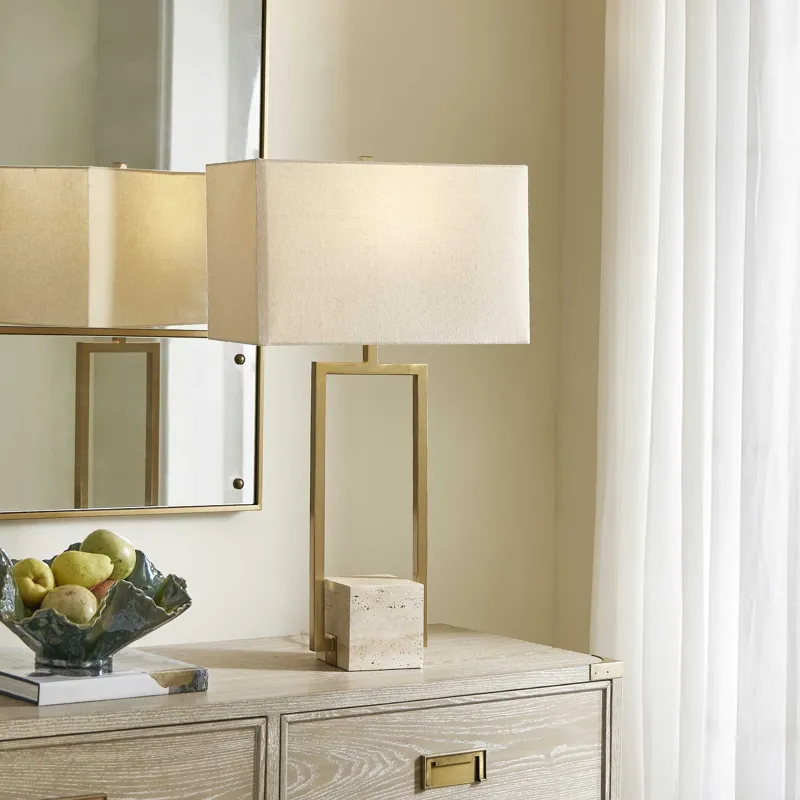 Warrick Modern Travertine Table Lamp