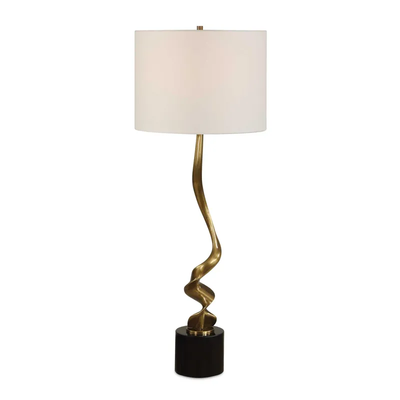 Spiraling Cordless Brass Buffet Lamp