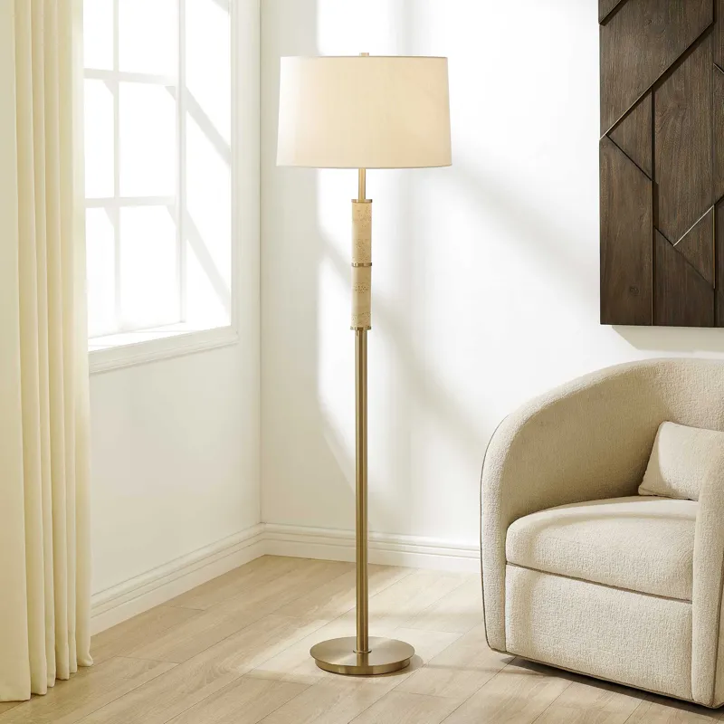 Verlaine Travertine Floor Lamp