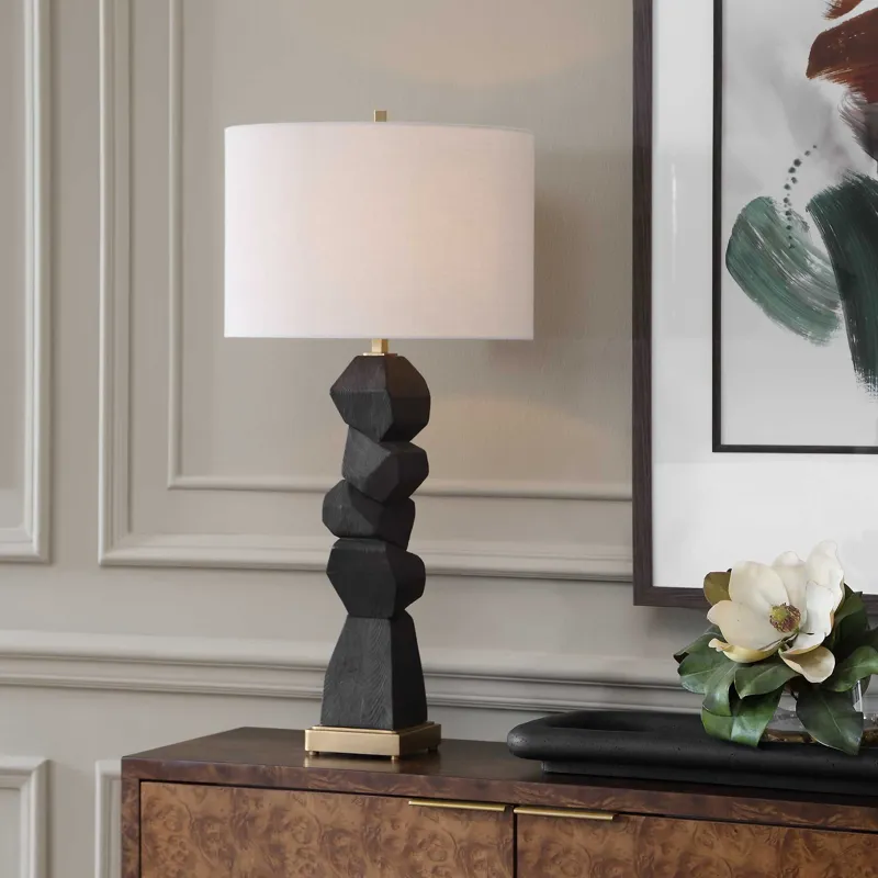 Demelo Stacked Wood Table Lamp
