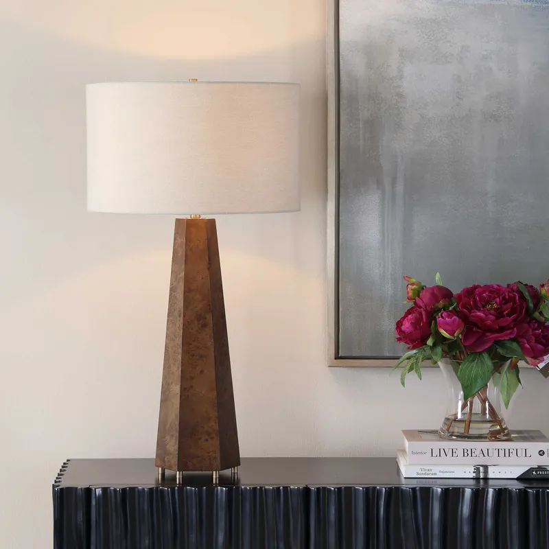 McCaffrey Tapered Burl Table Lamp