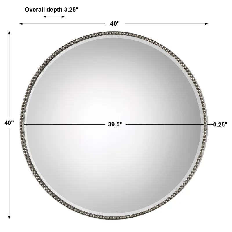 Stefania Beaded Round Mirror