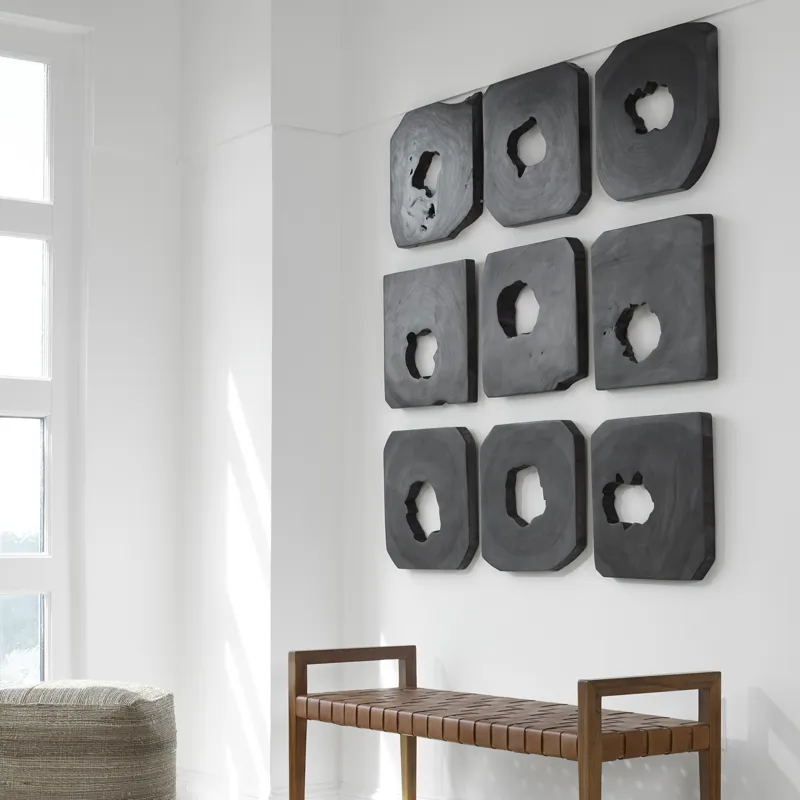 Bahati Ebony Wood Wall Art, S/9