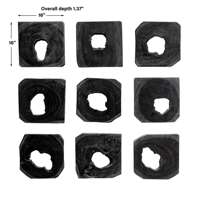 Bahati Ebony Wood Wall Art, S/9