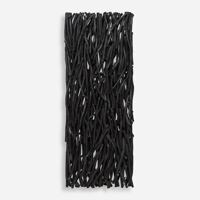 Gathered Teak Black Wood Wall Decor