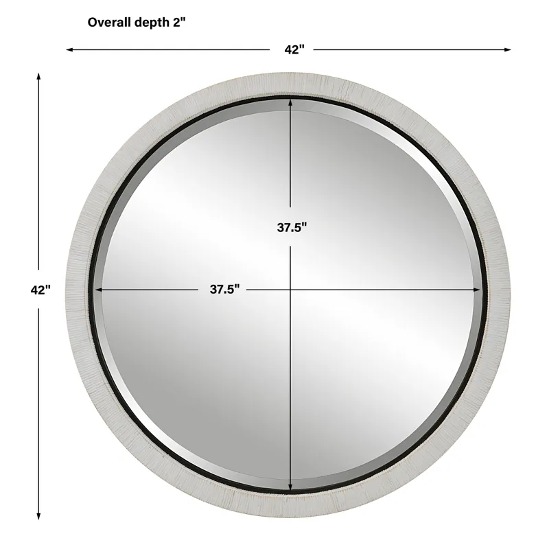 Granada Whitewash Round Mirror